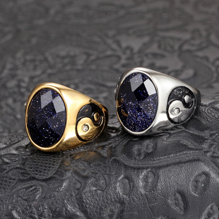 Inel inox Yin si Yang cu zirconiu [2]