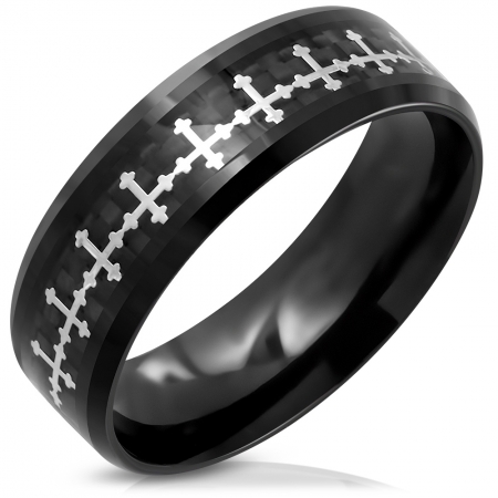 Inel negru din inox cu cruciulite [0]