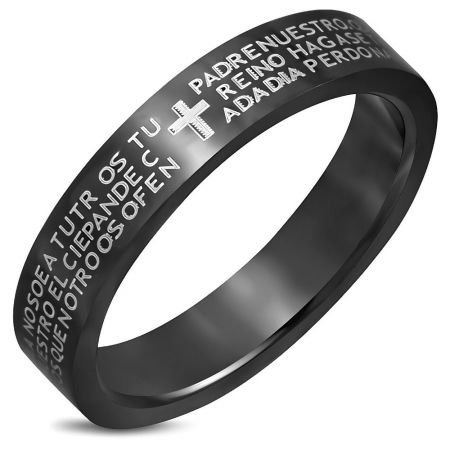 Inel negru inox cu Tatal Nostru ISL1092 [0]