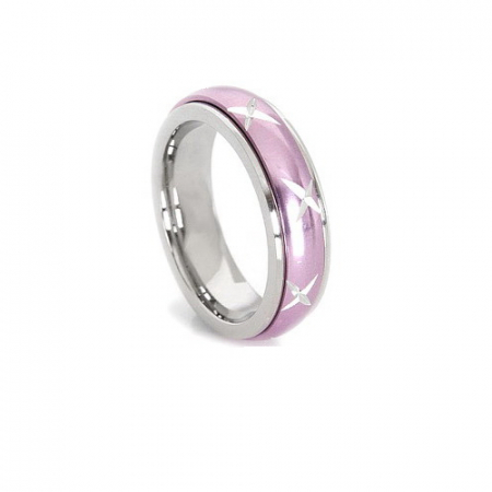 Inel antistres din inox roz cu argintiu [0]