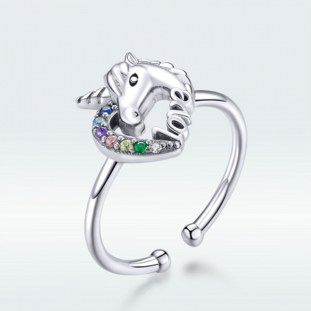 Inel reglabil din argint 925 cu Unicorn cu cirstale [7]