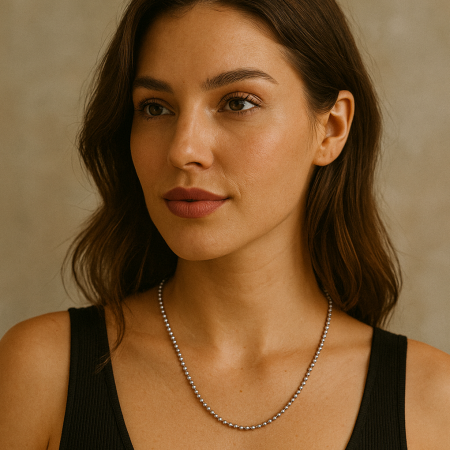 Lant argint cu bilute 2,5 mm, 55 cm [1]