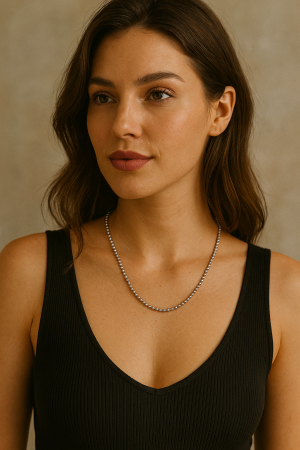 Lant argint cu bilute 3 mm, 55 cm [3]