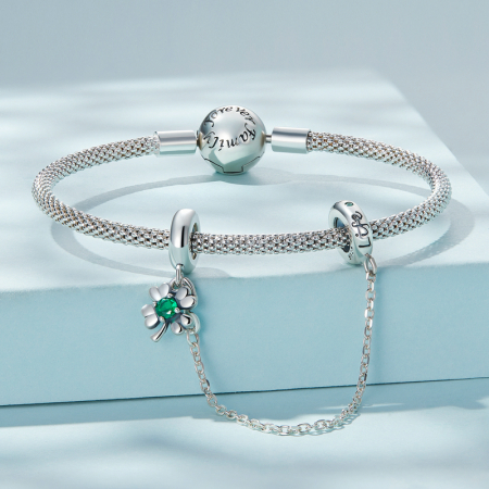 Lant de siguranta bratara cu trifoi norocos [8]