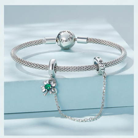 Lant de siguranta bratara cu trifoi norocos [11]