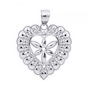 Pandant argint 925 rodiat inimioara cu floricica - Be Nature, Be Special [0]