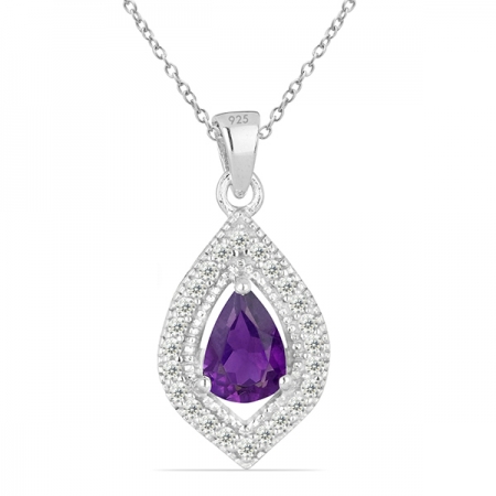 Pandant argint Anastasia, 925, cu ametist african si zirconiu alb - PVA0006 [0]