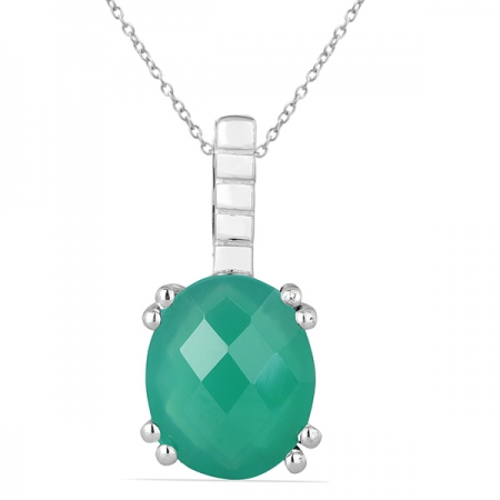 Pandant argint Marie Antoinette, 925, cu agat verde - PVA0005 [0]