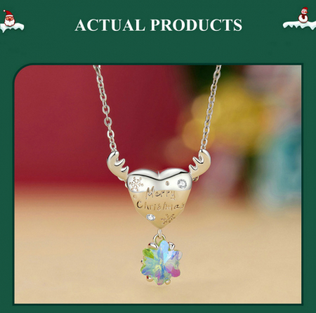 Pandantiv argint Christmas cu ren si fulg de nea [11]