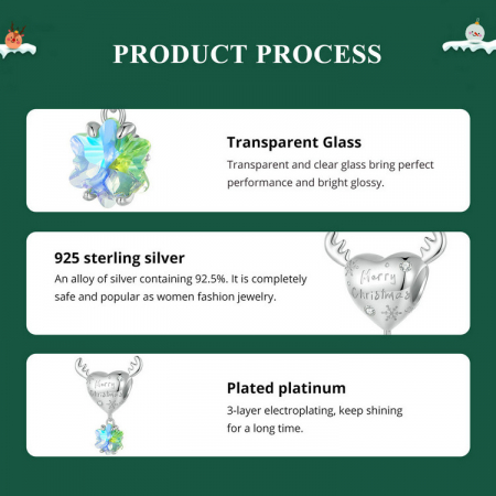 Pandantiv argint Christmas cu ren si fulg de nea [10]