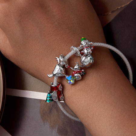 Pandantiv argint Christmas cu ren si fulg de nea [13]