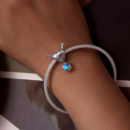 Pandantiv argint Christmas cu ren si fulg de nea [4]