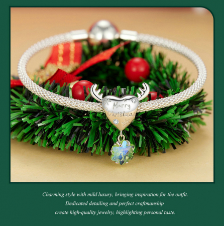 Pandantiv argint Christmas cu ren si fulg de nea [16]