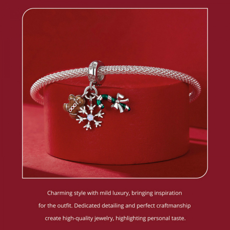 Pandantiv argint  Christmas cu turta dulce si fulg de nea [10]