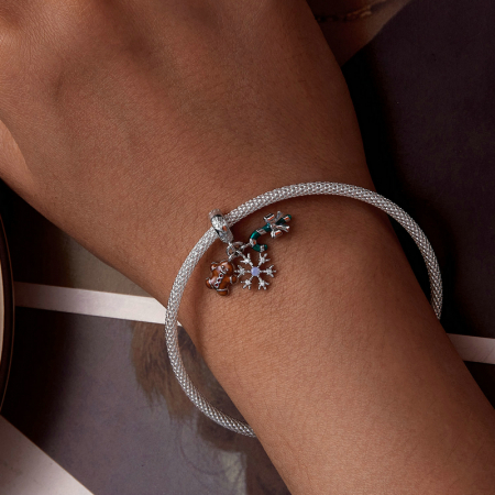 Pandantiv argint  Christmas cu turta dulce si fulg de nea [2]