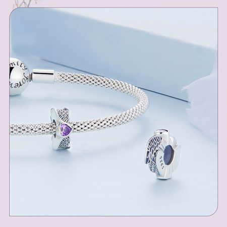 Pandantiv argint cu aripi de inger si inima [7]