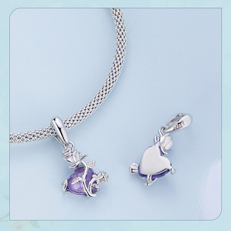 Pandantiv argint cu floare si inima [11]