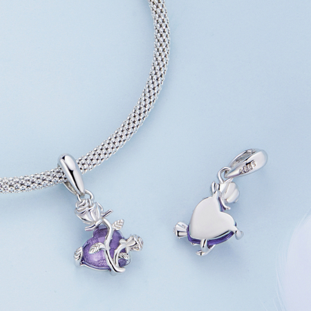 Pandantiv argint cu floare si inima [9]