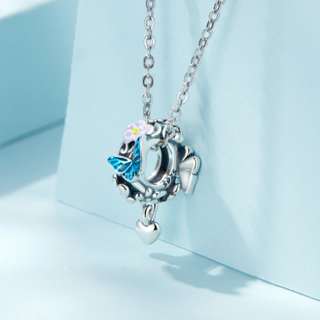 Pandantiv argint cu flori si fluturas [1]