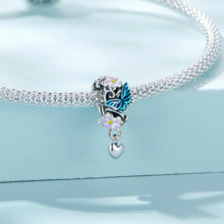Pandantiv argint cu flori si fluturas [2]
