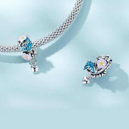 Pandantiv argint cu flori si fluturas [3]