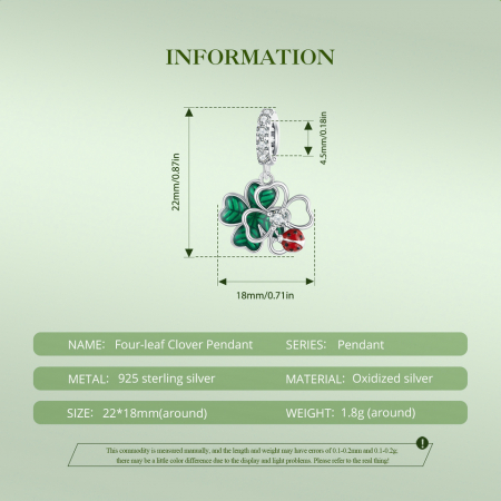 Pandantiv argint cu trifoi cu 4 foi si gargarita [10]