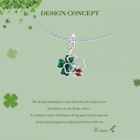 Pandantiv argint cu trifoi cu 4 foi si gargarita [8]