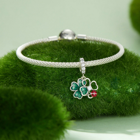 Pandantiv argint cu trifoi cu 4 foi si gargarita [4]