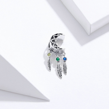 Pandantiv argint Dream Catcher cu luna si pene [1]