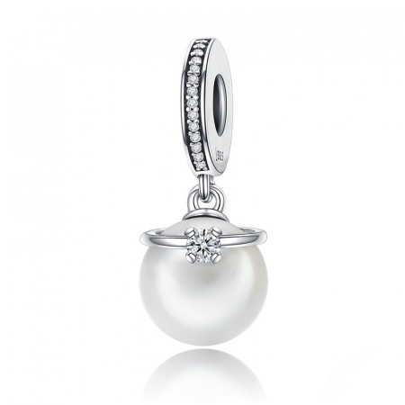 Pandantiv argint elegant cu perla si cristal