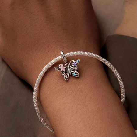 Pandantiv argint fluture si flori [3]