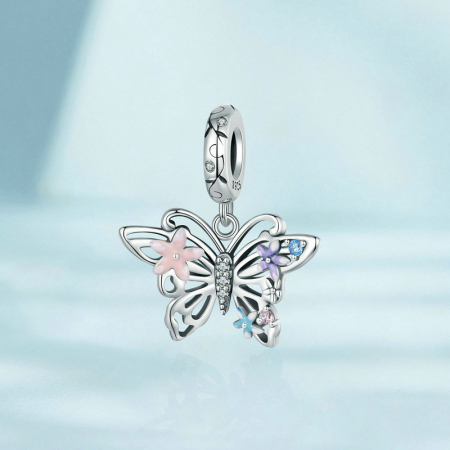 Pandantiv argint fluture si flori [2]