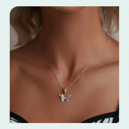 Pandantiv argint fluture si flori [11]