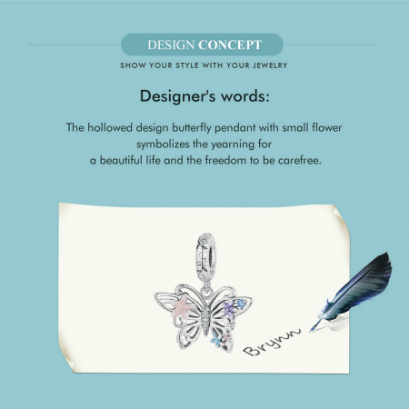 Pandantiv argint fluture si flori [13]