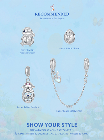 Pandantiv argint iepuras cu ou de Paste [17]