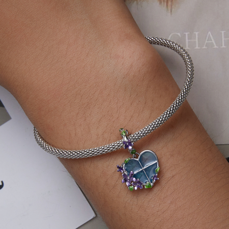 Pandantiv argint inima si flori [5]