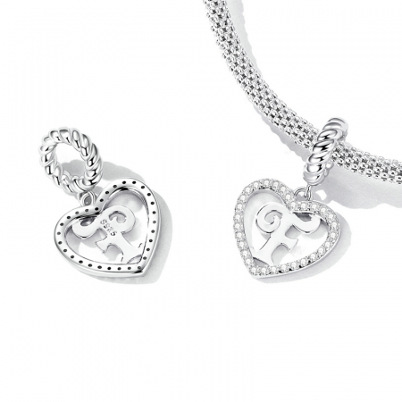 Pandantiv argint inima si litera F [2]