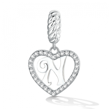 Pandantiv argint inima si litera N [1]