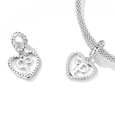 Pandantiv argint inima si litera P [2]