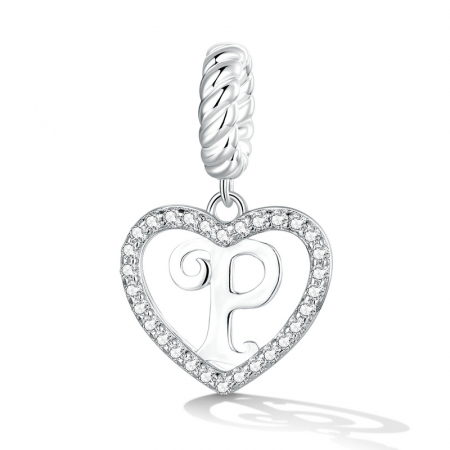Pandantiv argint inima si litera P [1]