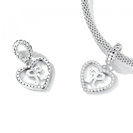 Pandantiv argint inima si litera R [2]