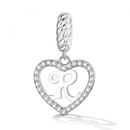 Pandantiv argint inima si litera R [1]