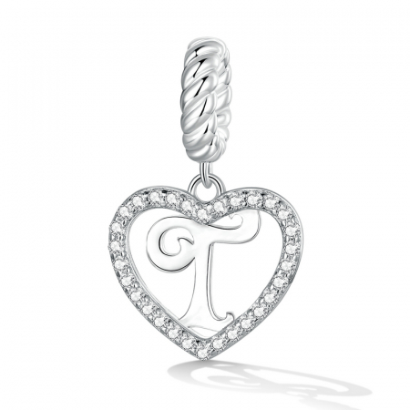 Pandantiv argint inima si litera T [1]