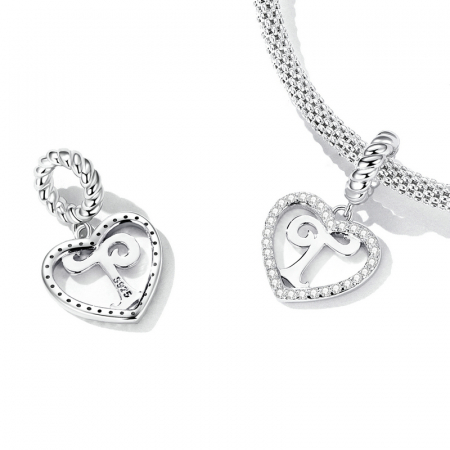 Pandantiv argint inima si litera T [2]