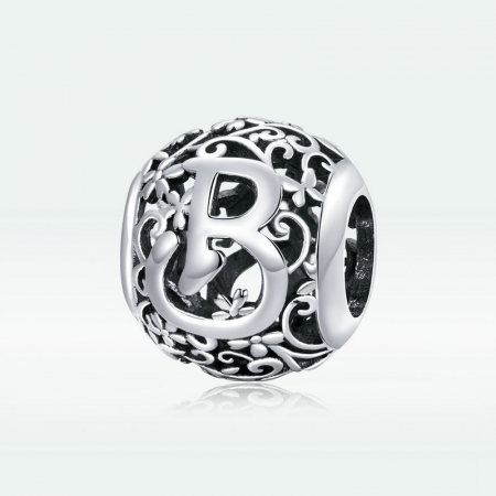 Pandantiv argint litera B floral [4]