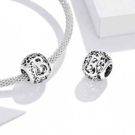 Pandantiv argint litera B floral [3]