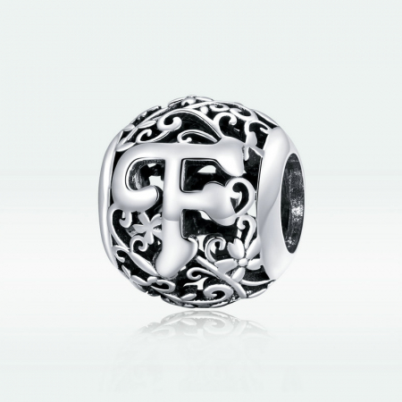 Pandantiv argint litera F floral [1]