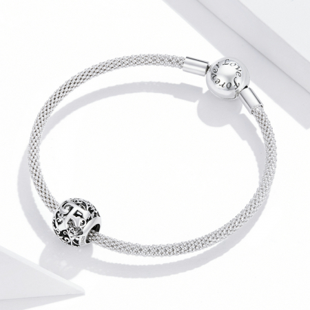 Pandantiv argint litera F floral [3]