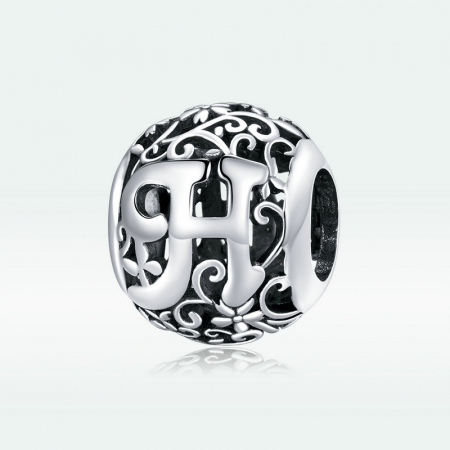Pandantiv argint litera H floral [4]