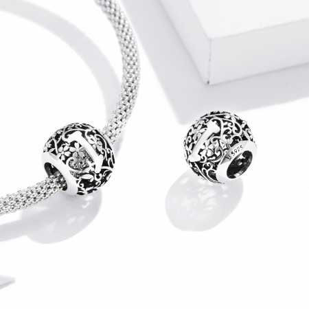 Pandantiv argint litera I floral [3]